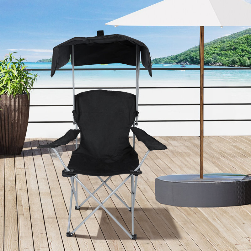 Arlmont & Co. Minodor Portable Lounge Chair Camping Chair with Umbrella